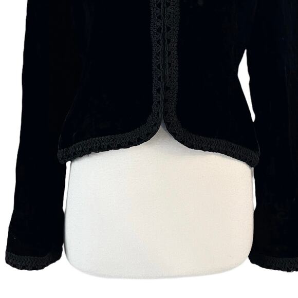 RALPH LAUREN Black Label Black Velvet Jacket Evening Lace Trim USA Union 10 EUC - Picture 10 of 11